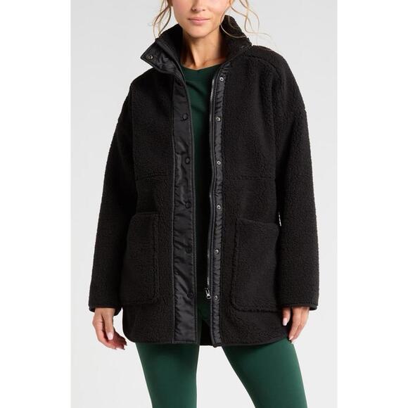 New Zella Cozy Faux Shearling Jacket in Black Sz XS - Picture 1 of 13